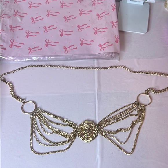 Gold Chain Belt with Decorative Centerpiece - Picture 1 of 4